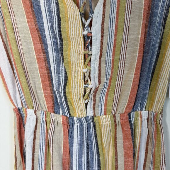 Hurley NWT Linen Blend Large Striped Sleeveless Romper Travel Vacation Beachy - Picture 4 of 13